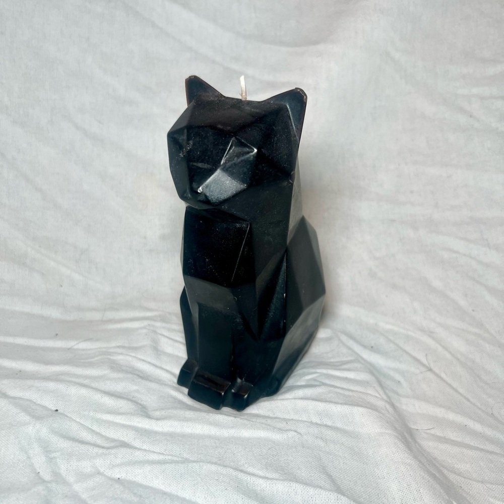 PyroPet Kisa Cat Candle with Metallic Skeleton black